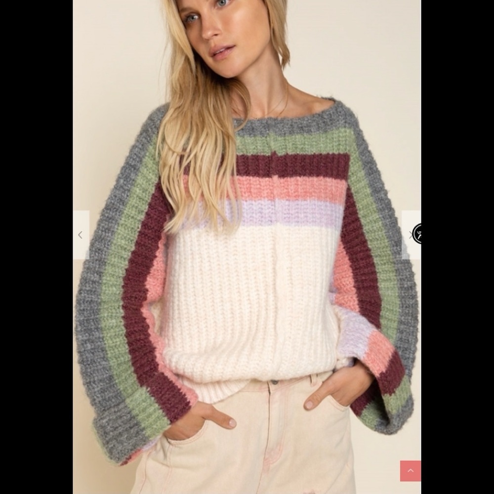 Multi colored striped oversized sweater. - Picture 3 of 7